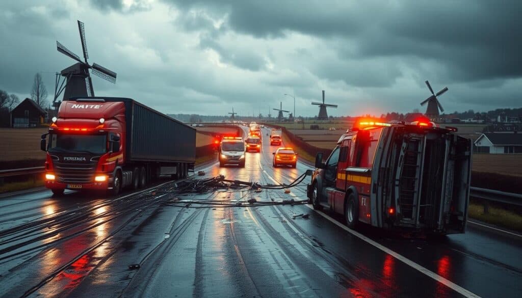 Wypadek samochodu ciężarowego w Holandii