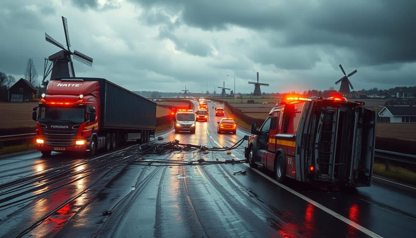Wypadek samochodu ciężarowego w Holandii