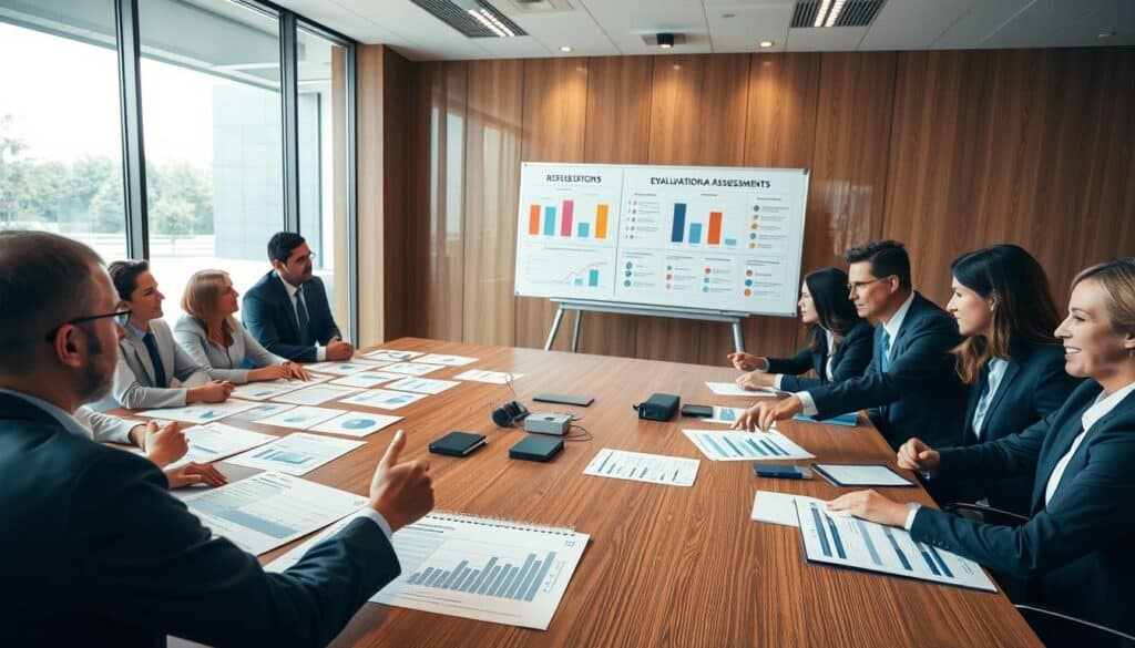 A professional conference room setting with a focus on a large wooden table covered with various charts and documents related to insurance assessments. In the foreground, a diverse group of experts in business attire are engaged in a serious discussion, pointing at graphs on the table that illustrate discrepancies in compensation evaluations. In the middle ground, a large whiteboard displays an infographic comparing evaluation methodologies. The background features glass walls, pouring in soft natural light that creates a warm yet serious atmosphere. The overall mood is analytical and precise, emphasizing the importance of accurate assessments in the insurance industry. The camera angle should be slightly elevated, capturing the interaction of the experts and the detailed information on the table. A professional conference room setting with a focus on a large wooden table covered with various charts and documents related to insurance assessments. In the foreground, a diverse group of experts in business attire are engaged in a serious discussion, pointing at graphs on the table that illustrate discrepancies in compensation evaluations. In the middle ground, a large whiteboard displays an infographic comparing evaluation methodologies. The background features glass walls, pouring in soft natural light that creates a warm yet serious atmosphere. The overall mood is analytical and precise, emphasizing the importance of accurate assessments in the insurance industry. The camera angle should be slightly elevated, capturing the interaction of the experts and the detailed information on the table.