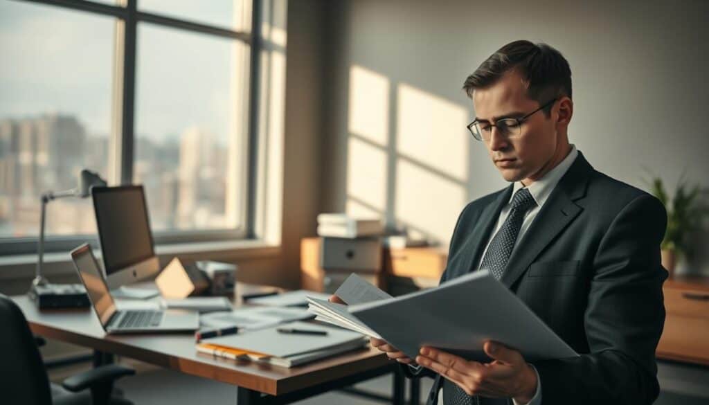 A visually striking image depicting the concept of "compensation height," symbolizing the reasons behind lower compensation amounts. In the foreground, a professional businessperson in formal attire reviews a stack of paperwork, their expression thoughtful and concerned. In the middle ground, an office desk is cluttered with files, a calculator, and a laptop, suggesting an analysis process. The background features a large window with soft, natural light streaming in, casting gentle shadows across the room, creating a serious yet hopeful atmosphere. The colors should be muted, emphasizing the gravity of the subject. The overall composition conveys a sense of scrutiny and professionalism, inviting viewers to reflect on the topic at hand. A visually striking image depicting the concept of "compensation height," symbolizing the reasons behind lower compensation amounts. In the foreground, a professional businessperson in formal attire reviews a stack of paperwork, their expression thoughtful and concerned. In the middle ground, an office desk is cluttered with files, a calculator, and a laptop, suggesting an analysis process. The background features a large window with soft, natural light streaming in, casting gentle shadows across the room, creating a serious yet hopeful atmosphere. The colors should be muted, emphasizing the gravity of the subject. The overall composition conveys a sense of scrutiny and professionalism, inviting viewers to reflect on the topic at hand.