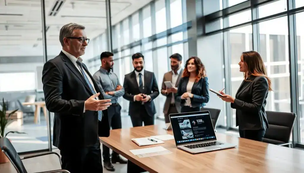 A professional and modern office setting showcasing a diverse group of individuals engaged in a discussion about MOTOEXPERT. In the foreground, a middle-aged man in a business suit gestures as he shares his opinion, while a woman in business attire listens attentively, jotting down notes. In the middle ground, a sleek conference table is filled with documents and a laptop displaying MOTOEXPERT’s information. The background features large windows, allowing natural light to illuminate the space, creating a bright and open atmosphere. The mood is collaborative and insightful, emphasizing user feedback and expert opinions. The scene captures the essence of a professional meeting, with focus on engagement and analysis. A professional and modern office setting showcasing a diverse group of individuals engaged in a discussion about MOTOEXPERT. In the foreground, a middle-aged man in a business suit gestures as he shares his opinion, while a woman in business attire listens attentively, jotting down notes. In the middle ground, a sleek conference table is filled with documents and a laptop displaying MOTOEXPERT’s information. The background features large windows, allowing natural light to illuminate the space, creating a bright and open atmosphere. The mood is collaborative and insightful, emphasizing user feedback and expert opinions. The scene captures the essence of a professional meeting, with focus on engagement and analysis.