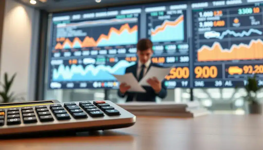 An infographic representation of vehicle insurance valuation, prominently featuring a split view between two contrasting valuations: 5,555 EUR and 9,800 EUR. In the foreground, a detailed calculator with highlighted figures and graphs, symbolizing financial assessment. The middle ground showcases a professional in business attire, analyzing documents that represent insurance quotes, under a bright, modern office setting. The background displays a large digital screen with fluctuating insurance graphs and statistics, emphasizing key valuation factors in a sleek, contemporary design. Soft, natural lighting enhances a focused, analytical atmosphere, creating a sense of professional diligence and precision. The overall composition conveys clarity and insight into the complexities of vehicle insurance valuation. An infographic representation of vehicle insurance valuation, prominently featuring a split view between two contrasting valuations: 5,555 EUR and 9,800 EUR. In the foreground, a detailed calculator with highlighted figures and graphs, symbolizing financial assessment. The middle ground showcases a professional in business attire, analyzing documents that represent insurance quotes, under a bright, modern office setting. The background displays a large digital screen with fluctuating insurance graphs and statistics, emphasizing key valuation factors in a sleek, contemporary design. Soft, natural lighting enhances a focused, analytical atmosphere, creating a sense of professional diligence and precision. The overall composition conveys clarity and insight into the complexities of vehicle insurance valuation.