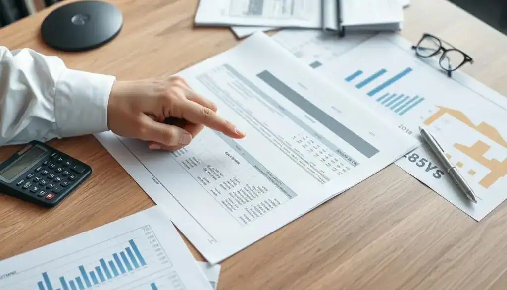 A detailed German cost estimate document laid open on a wooden desk, surrounded by various financial tools including a calculator, a pen, and sheets of graph paper with charts and figures relevant to construction costs. In the foreground, a pair of professional business hands, wearing a crisp white shirt, are pointing to a specific line item on the document, indicating a discussion. The background features a blurred office setting with soft lighting that suggests a reflective and serious mood. The angles capture a slight overhead perspective, emphasizing the detailed text and numbers on the cost estimate while maintaining a clean, organized appearance. The atmosphere conveys diligence and analysis, appropriate for a professional setting. A detailed German cost estimate document laid open on a wooden desk, surrounded by various financial tools including a calculator, a pen, and sheets of graph paper with charts and figures relevant to construction costs. In the foreground, a pair of professional business hands, wearing a crisp white shirt, are pointing to a specific line item on the document, indicating a discussion. The background features a blurred office setting with soft lighting that suggests a reflective and serious mood. The angles capture a slight overhead perspective, emphasizing the detailed text and numbers on the cost estimate while maintaining a clean, organized appearance. The atmosphere conveys diligence and analysis, appropriate for a professional setting.