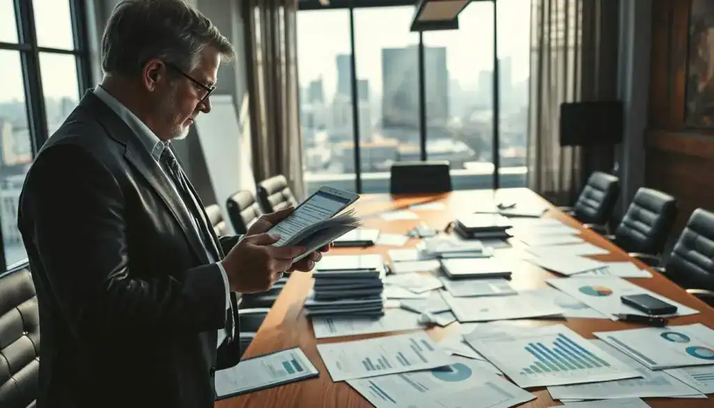 A professional office environment focusing on common pricing errors in consumer law. In the foreground, a well-dressed businessperson, a middle-aged Caucasian man in a suit, reviews a stack of paperwork and a tablet displaying pricing data. The middle ground features a large wooden conference table scattered with various documents, charts, and financial reports. A large window in the background lets in natural light, illuminating a cityscape outside, conveying a sense of urgency. The atmosphere should be tense yet focused, with shadows hinting at uncertainty while beams of light represent clarity and understanding. The overall composition should highlight the meticulous nature of accurate valuations in consumer rights, emphasizing teamwork and diligence. A professional office environment focusing on common pricing errors in consumer law. In the foreground, a well-dressed businessperson, a middle-aged Caucasian man in a suit, reviews a stack of paperwork and a tablet displaying pricing data. The middle ground features a large wooden conference table scattered with various documents, charts, and financial reports. A large window in the background lets in natural light, illuminating a cityscape outside, conveying a sense of urgency. The atmosphere should be tense yet focused, with shadows hinting at uncertainty while beams of light represent clarity and understanding. The overall composition should highlight the meticulous nature of accurate valuations in consumer rights, emphasizing teamwork and diligence.