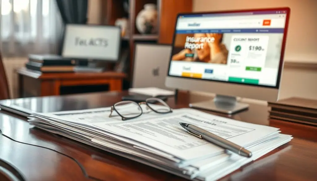 A well-organized desk scene depicting essential documents for a road accident compensation claim. In the foreground, a neatly arranged stack of paperwork including an accident report, insurance claim forms, and medical bills, all meticulously placed on an elegant wooden desk. The middle ground features a pair of reading glasses and a pen, conveying a sense of careful review and professionalism. In the background, a softly blurred image of a computer screen displaying a legal website for claims, all under warm, natural lighting that creates an inviting and professional atmosphere. The overall mood suggests diligence and readiness, appealing to individuals gathering necessary documentation for their claims process. A well-organized desk scene depicting essential documents for a road accident compensation claim. In the foreground, a neatly arranged stack of paperwork including an accident report, insurance claim forms, and medical bills, all meticulously placed on an elegant wooden desk. The middle ground features a pair of reading glasses and a pen, conveying a sense of careful review and professionalism. In the background, a softly blurred image of a computer screen displaying a legal website for claims, all under warm, natural lighting that creates an inviting and professional atmosphere. The overall mood suggests diligence and readiness, appealing to individuals gathering necessary documentation for their claims process.