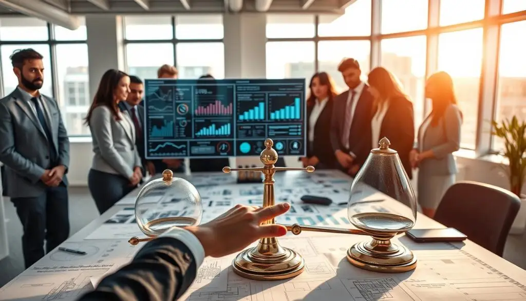 In a modern office environment, a focused team of diverse professionals in business attire collaborates around a large table cluttered with technical diagrams and service quality metrics. In the foreground, a detailed close-up of hands adjusts a balancing scale, symbolizing the equivalent repair services and quality assurance. The middle ground shows a digital display showcasing performance indicators and graphs, demonstrating the theme of service equivalence. The background features large windows with natural light streaming in, casting soft shadows across the room. The atmosphere conveys a sense of dedication and professionalism, with a harmonious blend of colors enhancing the mood of innovation and teamwork. In a modern office environment, a focused team of diverse professionals in business attire collaborates around a large table cluttered with technical diagrams and service quality metrics. In the foreground, a detailed close-up of hands adjusts a balancing scale, symbolizing the equivalent repair services and quality assurance. The middle ground shows a digital display showcasing performance indicators and graphs, demonstrating the theme of service equivalence. The background features large windows with natural light streaming in, casting soft shadows across the room. The atmosphere conveys a sense of dedication and professionalism, with a harmonious blend of colors enhancing the mood of innovation and teamwork.