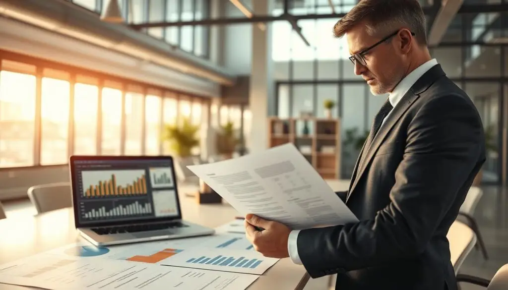 A professional insurance office environment, foreground features a focused insurance adjuster in business attire reviewing a digital report on a tablet. The middle layer shows a large table with documents, charts, and a laptop illustrating statistical data on damage compensation claims. In the background, a modern office space with large windows, allowing natural light to illuminate the scene, establishing a productive atmosphere. Soft, warm lighting enhances the details while maintaining clarity. The overall mood is serious yet hopeful, representing the role of insurers in damage claim processes. The image conveys professionalism, diligence, and the importance of technical justification in insurance claims. A professional insurance office environment, foreground features a focused insurance adjuster in business attire reviewing a digital report on a tablet. The middle layer shows a large table with documents, charts, and a laptop illustrating statistical data on damage compensation claims. In the background, a modern office space with large windows, allowing natural light to illuminate the scene, establishing a productive atmosphere. Soft, warm lighting enhances the details while maintaining clarity. The overall mood is serious yet hopeful, representing the role of insurers in damage claim processes. The image conveys professionalism, diligence, and the importance of technical justification in insurance claims.